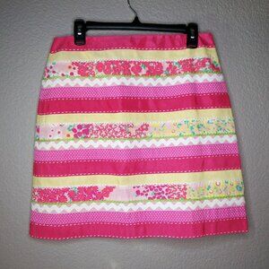 Lilly Pulitzer Vintage White Label Multi-Colored Ribbon Stripe Skirt Size 8